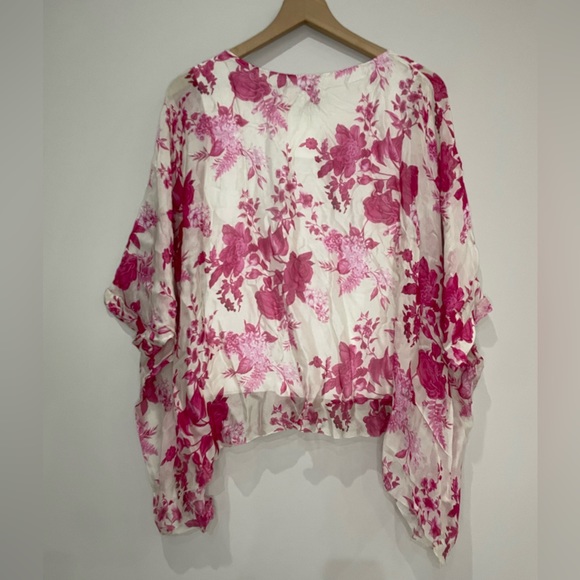 Elena Baldi NWT silk blend floral semi sheer top blouse large - Picture 9 of 9